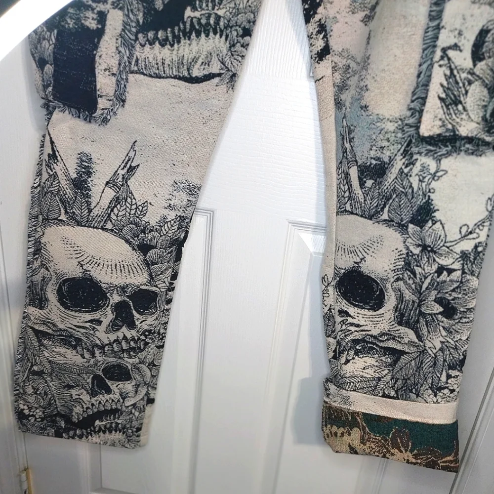Rebel Vengeange Tapestry Skeleton Cargo‎ Pants, NWT, Size 32